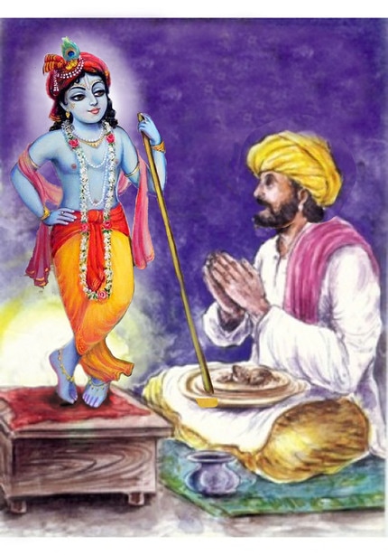 Shri Krishna Appears Before Dhanna and Eats the Food