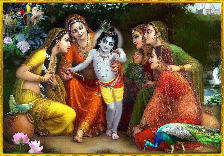 Shri Krishna blessing the Maidens of Braj (Gopis)