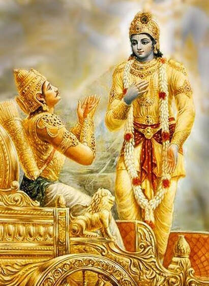 भगवान श्रीकृष्ण अर्जुन को गीता का उपदेश देते हुये