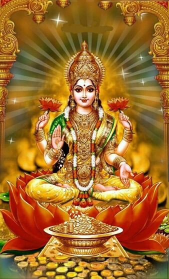 Goddess Lakshmi showered gold coins