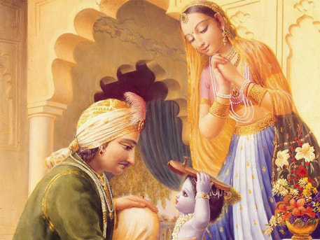 Shri Krishna places his dad's sandals on his head